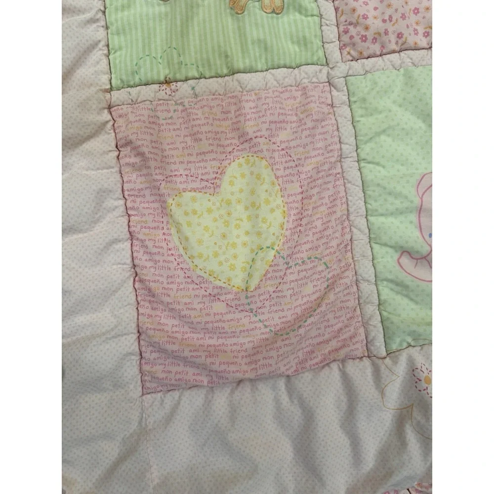 Vintage Pastel Baby Quilt Comforter ‎ Patchwork Nursery Blanket 42 X 32